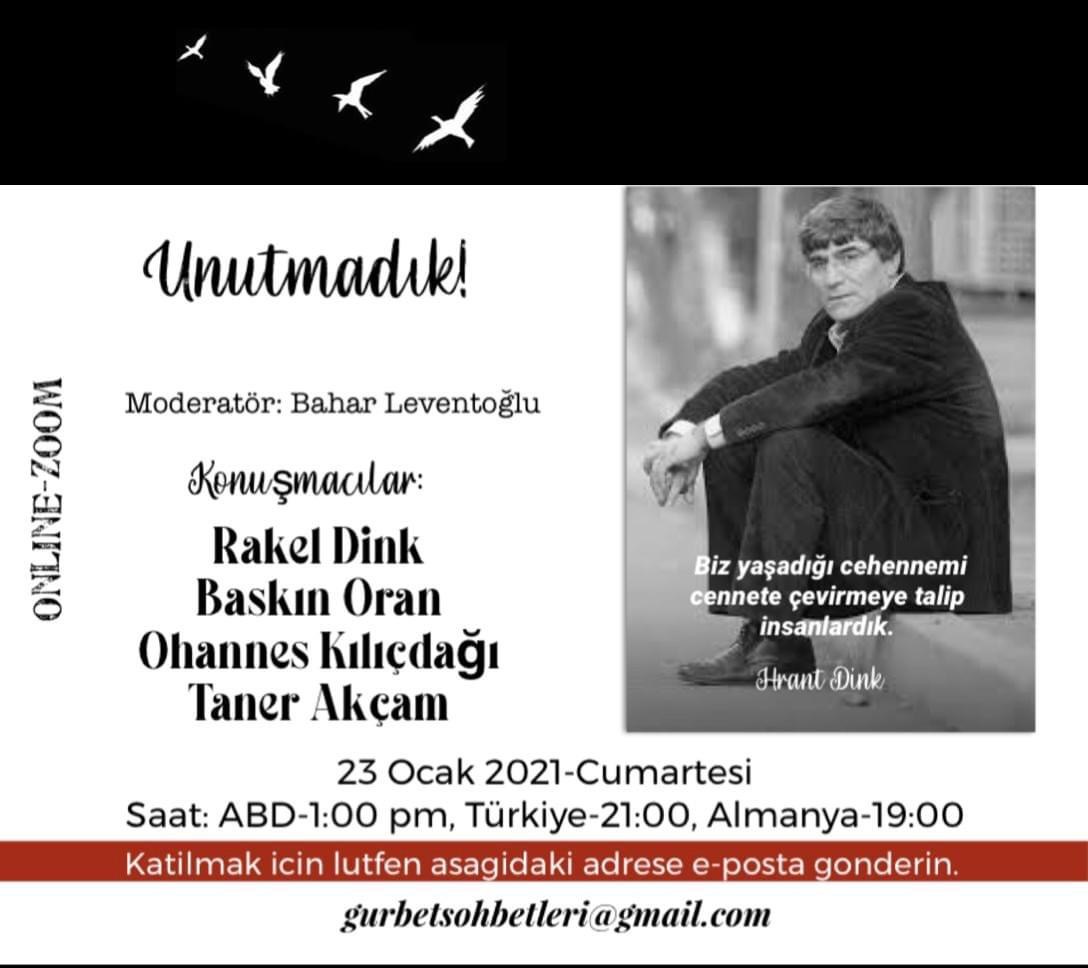 Unutmadık! Hrant Dink'ı anma toplantısı-23 Ocak 2021